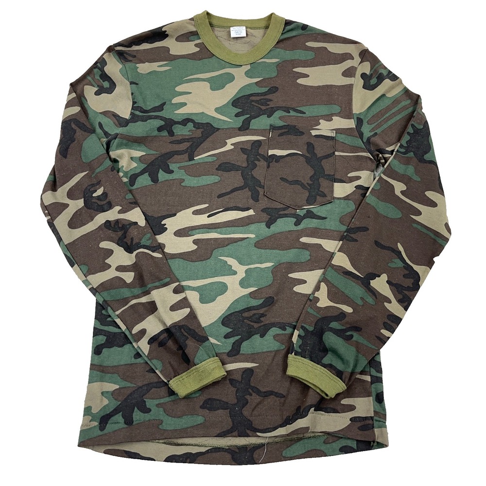 Vintage Camo Shirt Men Medium Green Pocket Tee USA Army Single Stitch 90s Skate
